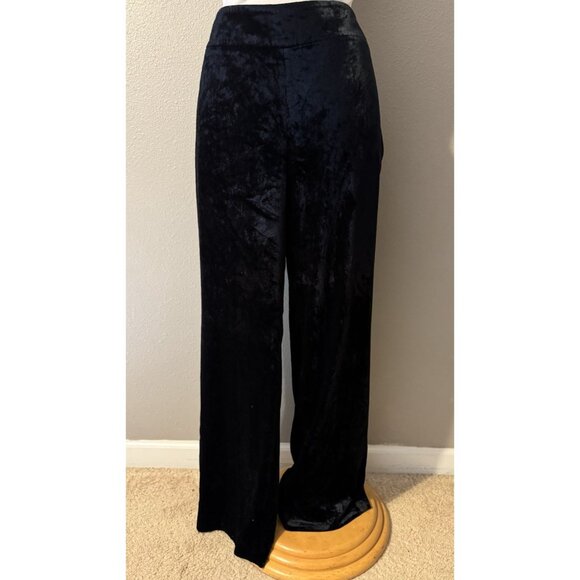 Talbots Dress Pants 10P Black Velvet Flat Front Side Zip Classic Wide Leg $139 - Picture 3 of 10